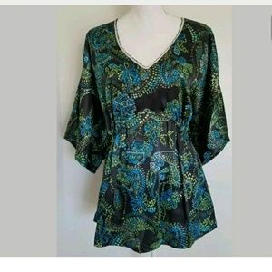 Metro Kimono Style Blouse Sz 16 XL Flower Print